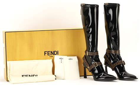 fendi patent knee high boots|Fendi platform knee high boots.